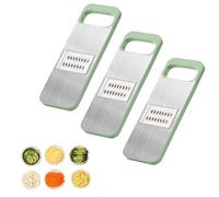 Martivex Slicer，6-in-1 Vegetable Cutter, Hand Held Slicer, with Stainless Steel Blades for Slicing, Shredding, Julienne, Waffle Cuts, Fruits, Cheese, and Vegetables. (THREE)
