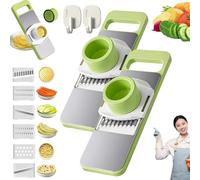 Martivex Slicer - Martivex 6-in-1 Safeprep Mandoline Slicer, Multi-Purpose Kitchen Tool with Stainless Steel Blades for Slicing, Shredding, Julienne, Slide-on Hand Guard (2pcs)