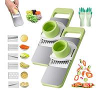 Martivex Slicer, Martivex 6-in-1 Safeprep Mandoline Slicer, Multi Purpose Kitchen Vegetable Cutter Blades for Slicing, Shredding, Julienne, Slide-On Hand Guard (2PCS)