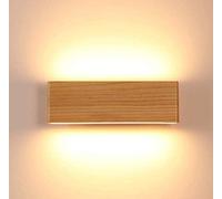 Martll Applique Murale Intérieure LED Applique en Bois Up and Down Lampe Éclairage Mural pour Salon Chambre Couloir Escalier Chaud Blanc Lampe Murale (22cm)