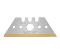 MARTOR 10 x lames trapézoïdales, Lames de rechange Cutter, Couteau de sécurité, 19 mm, Tranchant, Dans distributeur, revêtement TiN, utilisable 2 fois, No. 85232