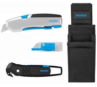 MARTOR Set Couteau Cutter SECUPRO 625 avec SECUMAX 350 & Lames de Rechange | Set couteau de sécurité, pochette robuste, retrait automatique, aluminium, lame masquée, carton & film. No. 992202.09