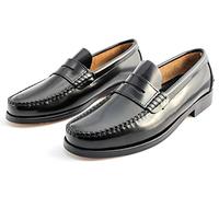 Marttely Castellanos Artesanos Penny Mocassins avec semelles en cuir - Fabriquées à la main en Espagne, Noir , 44 EU
