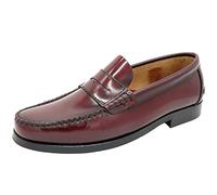 Marttely Chaussures Classiques pour Homme en Cuir 39 Bordeaux Rouge Mocassins Penny Loafer Semelle en Cuir Cousu Goodyear Made in Spain - Fabriqué en Espagne