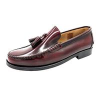 Marttely Chaussures de Bureau en Cuir pour Hommes, Mocassins Bordeaux Rouge foncé Taille EUR-46 - Semelle et Doublure en Cuir Goodyear Cousu Fabriqué en Espagne