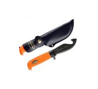 Marttiini 378024 Poignard A Dépouiller, Lame À Depouiller 11 Cm Inox (Recouverte De Martef), Manche Gomme Orange, Étui Cuir.