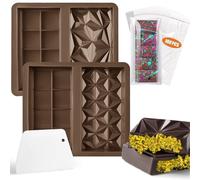 MARUKO 2 Moule Chocolat, Moule Tablette Chocolat Dubai avec 100 Sachets + 1 Grattoir, Moules à Chocolat pour Barres de Chocolat Cadeau de Accessoires de Cuisine