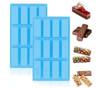 MARUKO Moule Financier Silicone, Moule Barre de Céréales, Moule Rectangulaire Patisserie pour Gâteau, Barre de Chocolat, Barre Granola, Biscuits(12 Cavités, Bleu)