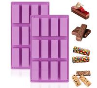 MARUKO Moule Financier Silicone, Moule Rectangulaire Patisserie pour Gâteau, Barre de Chocolat et Granola, Biscuits (12 Cavités, Violet)