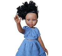 MARULADOLLS - Zuri : Poupée Afro métisse aux Cheveux bouclés de 45CM dans Une boîte Cadeau - Poupon métisse aux Cheveux Longs à coiffer. Cadeau pour Fille Pâques