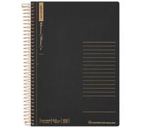 Maruman Carnet de notes à spirale ligné A5, 21,1 x 15,9 cm, 150 feuilles/300 pages, journal ligné étroit de 6,5 mm, pages perforées et reliure à spirale à poser à plat, couverture kraft noire robuste