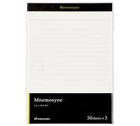 Maruman MNEMOSYNE Recharge bloc-notes pour P169, 70 g/m², 21 x 14 cm (A5), ligné de 8 mm, 50 feuilles, noir, 3 blocs/pk. (PH169X3)