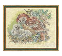 MARUSSIA Eva Rosenstand Kit de point de croix Motif chouette et garçon 40 x 50 cm