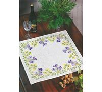 MARUSSIA Eva Rosenstand Nappe au point de croix Motif crocus et hiver 55 x 55 cm