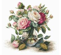 MARUSSIA Luca-S Kit de broderie au point de croix Motif vase et roses 31 x 30 cm