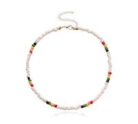 MarveBard Collier ras du cou de perles bohème pour femme, collier de perles de riz coloré réglable fait à la main, collier de plage bohème, pour l'été, l'océan, Hawaï, bijoux pour homme et femme