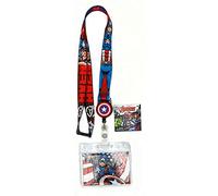 Marvel 68844 Captain America Lanyard with Zip Lock Card Holder, Multi Color, 3"