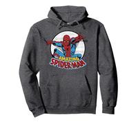 Marvel Amazing Spider-Man Retro Vintage Sweat à Capuche, Unisexe pour Adultes, Chiné Foncé, XXL