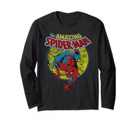 Marvel Amazing Spider-Man Vintage Comic Manche Longue, Unisexe pour Adultes, Noir, XL