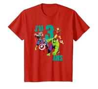 Marvel Avengers Anniversaire 3 Ans T-Shirt, Enfant, Rouge, 3 Ans