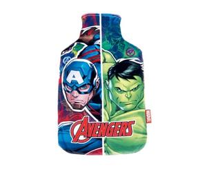Marvel Avengers Bouillotte D'eau Chaude, Velours Doux au Toucher, Sac D'eau Thor Iron Man Hulk Captain America, Thérapie Froide, Capacité 1,5 L