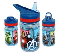 Marvel Avengers Bouteille d'eau de 400 ml - Bouteille de sport sans BPA anti-fuite avec paille - Bouteille en Tritan pour la gym et l'école - Cadeau pour garçons et filles - Taille 12,5 cm