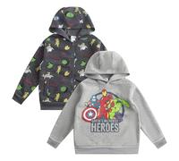 Marvel Avengers Boy's 2-Piece Zip Up Hoodie and Hooded Sweatshirt Set, Grey, Size 6