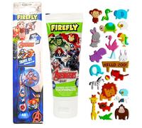 Marvel Avengers Captain America Kit de voyage pour enfants avec capuchon, dentifrice saveur chewing-gum et feuille d'autocollants 3D gonflés Hadco (motif choisi au hasard)