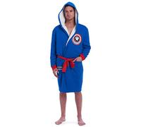 Marvel Avengers Captain America Mens French Terry Long Sleeve Pajama Robe Blue X-Small