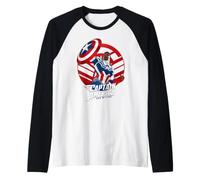 Marvel Avengers Captain America Sam Wilson Pop Art Portrait Manche Raglan