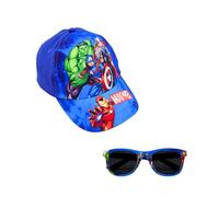 Marvel Avengers Casquette et Lunettes de Soleil pour Garçon, Lunettes de Soleil Anti-UV, Chapeau D'été, Casquette de Baseball pour Enfants | Bleu