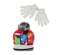 Marvel Avengers Chapeau et Gants pour Garçon, Ensemble d'hiver pour Enfants, Chapeau et Gants Avengers, Accessoires d'hiver pour Garçons - Rouge