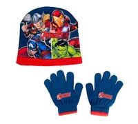 Marvel Avengers Chapeau et Gants pour Garçons, Ensemble d'hiver pour Enfants, Accessoires d'hiver des Avengers Thor Hulk Iron Man et Captain America - Bleu