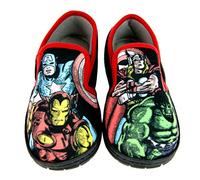 Marvel Avengers Chaussons Captain America Iron Man Thor Hulk pour garçon, Illustration BD Noir Rouge, 28 EU