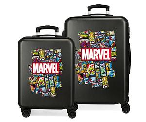 Marvel Avengers Comic Set de Bagages Noir 55/68 cms Rigide ABS Serrure à combinaison 104L 4 roues doubles Bagage à main