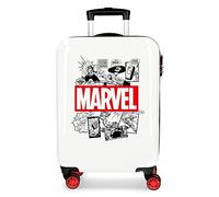 Marvel Avengers Comic Valise Trolley Cabine Blanc 40x55x20 cms Rigide ABS Serrure à combinaison 34L 2,6Kgs 4 roues doubles Bagage à main