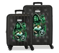Marvel Avengers Doomsday Jeu de valises Noires 55/68 cm ABS | Rigide, fermeture TSA intégrée, 122 l, 7 kg, 4 roues doubles, extensible, bagage à main, Joumma Bags