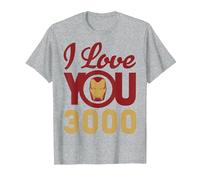 Marvel Avengers Endgame Iron Man I Love You 3000 Helmet Logo T-Shirt, Homme, Gris Chiné, S