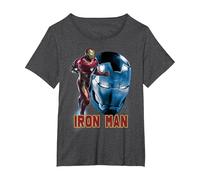 Marvel Avengers Endgame Iron Man Side Profile T-Shirt, Femme Grandes Tailles, Chiné Foncé, 5X