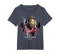 Marvel Avengers Endgame Iron Man Splatter T-Shirt, Femme Grandes Tailles, Bleu Chiné, 2X