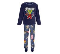 Marvel Avengers Ensemble Pyjama pour Garçon - T-Shirt et Pantalon Long 2 Pièces, Design Thor Iron Man Hulk Captain America, Polaire Bleu, Cadeau | 4 Ans