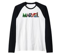 Marvel Avengers Ensemble Symbols Forming Classic Marval Logo Manche Raglan