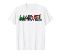 Marvel Avengers Ensemble Symbols Forming Classic Marval Logo T-Shirt