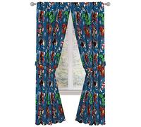 Marvel Avengers Fighting Team Lot de 4 rideaux de 213,4 cm - Belle décoration de chambre et facile à installer - Rideaux comprenant 2 embrasses et 4 pièces (produit officiel Marvel)