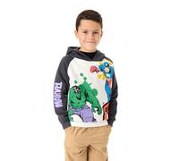Marvel Avengers garçons Sweat-Shirt à Capuche | Sweat Graphique de Super-héros Bicolore pour Enfants en Gris | Captain America l’Incroyable Hulk Aquarelle Bande dessinée vêtements | Film Art