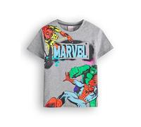 Marvel Avengers garçons T-Shirt | Top Graphique à Manches Courtes pour Enfants en Gris | Spiderman l’Incroyable Hulk Iron Man Graffiti Style Bande dessinée vêtements Haut | Film Art Marchandise