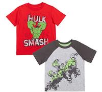 Marvel Avengers Hulk Little Boys 2 Pack Raglan Graphic Short Sleeve T-Shirt Red/Gray 6