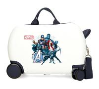 Joumma Marvel Avengers Legendary Valise Cabine Bleue Blanche Rigide ABS Fermeture à Combinaison latérale 4 Roues Bagage à Main, Blanc, Valise Enfant