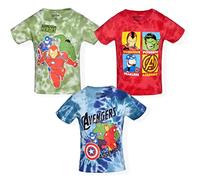 Marvel Avengers Lot de 3 t-shirts Iron Man, Captain America et Hulk pour enfant et petit garçon - Bleu/bleu marine, Tie Dye, 6