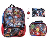 Marvel Avengers Lot de 5 sacs à dos pour enfants Boîte à déjeuner Porte-clés Trousse Mousqueton pour voyage école
